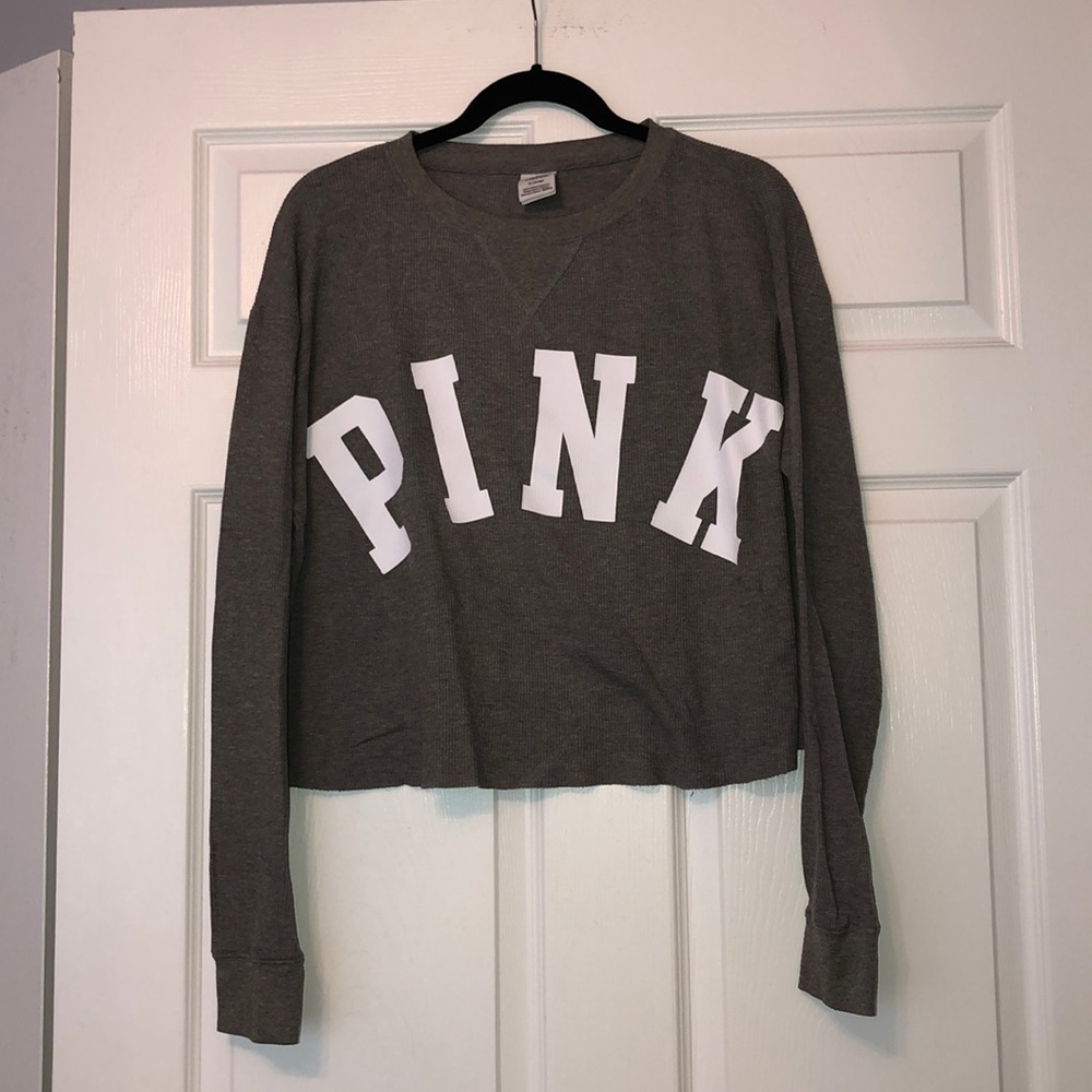 VICTORIA SECRET PINK GREY LONG SLEEVE